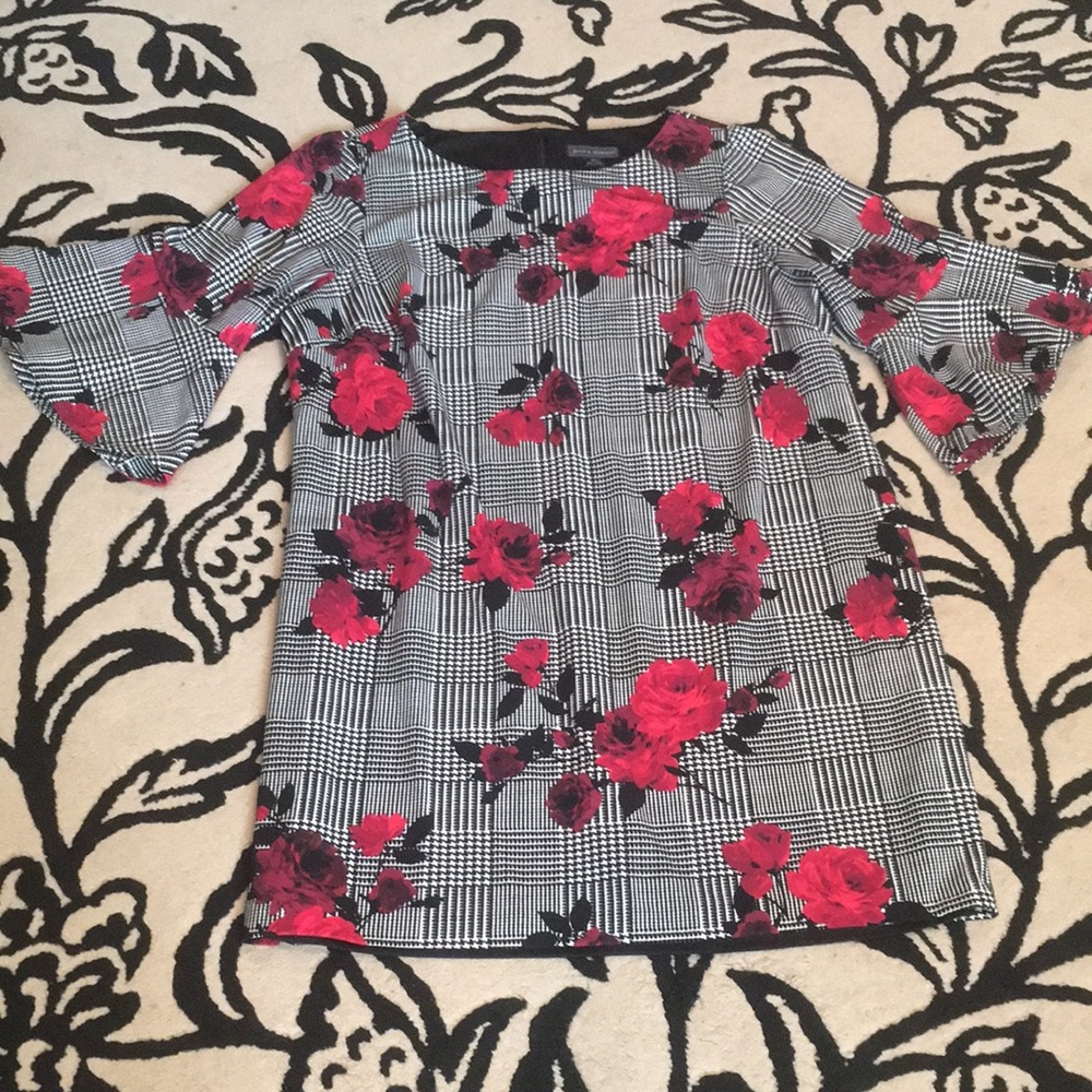 Jessica Howard black and white red roses dress 22W